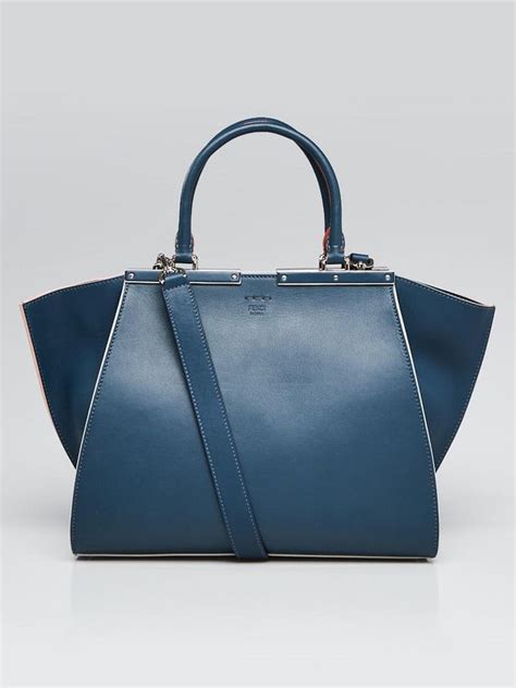 fendi 8bh279|FENDI 3JOURS TOTE BAG (8BH279) NAVY BLUE CALF .